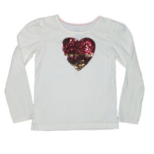GARANIMALS White 𝅺Long Sleeve Tee with Sequin Heart